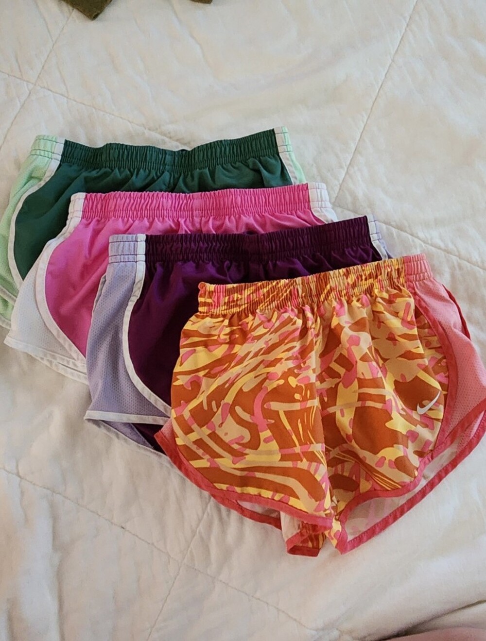 Nike Kid's Athletic Shorts Pack — Orange Print, Pink, Purple, & Green